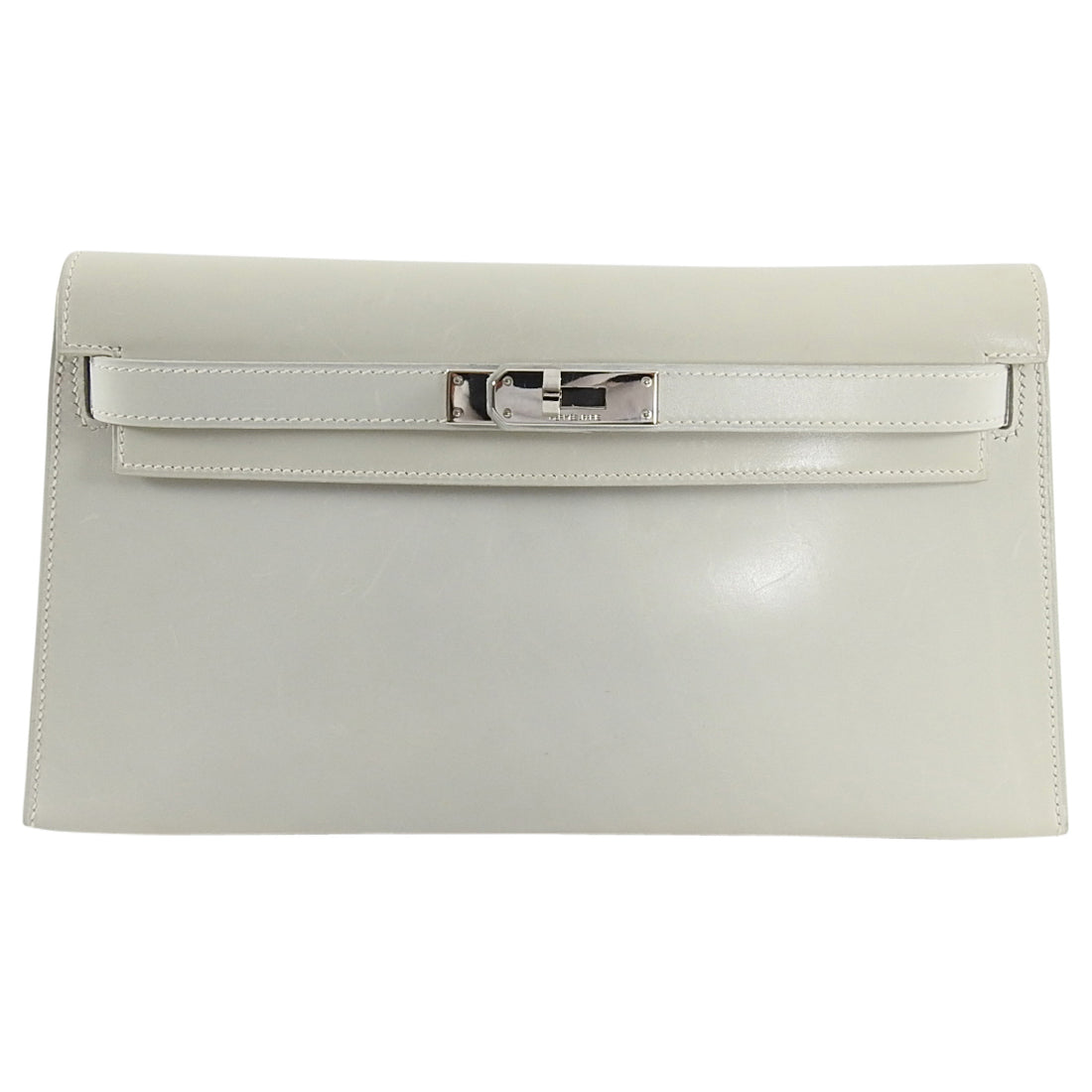 Hermes Kelly Elan Clutch in Gris Perle Box Leather PHW