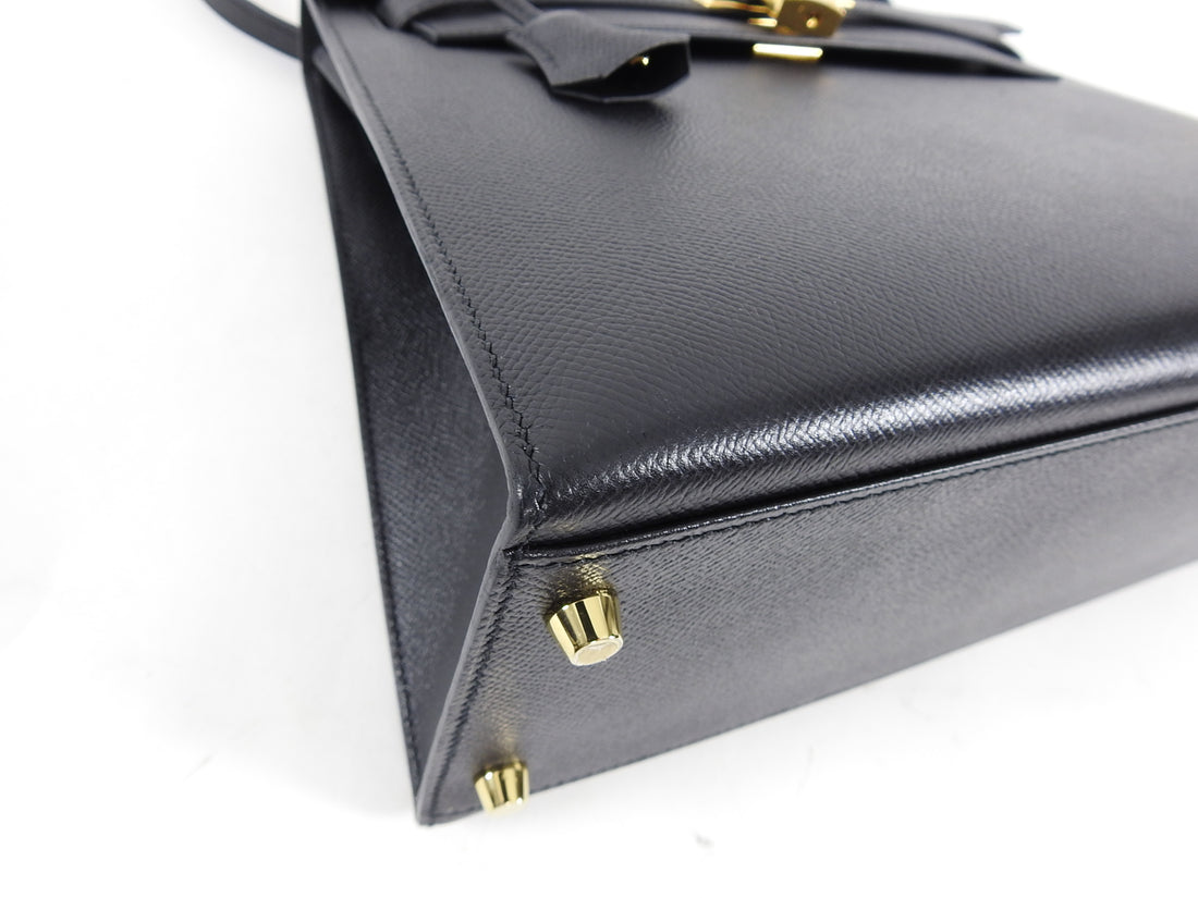 Kelly 32 leather handbag Hermès Black in Leather - 33074401