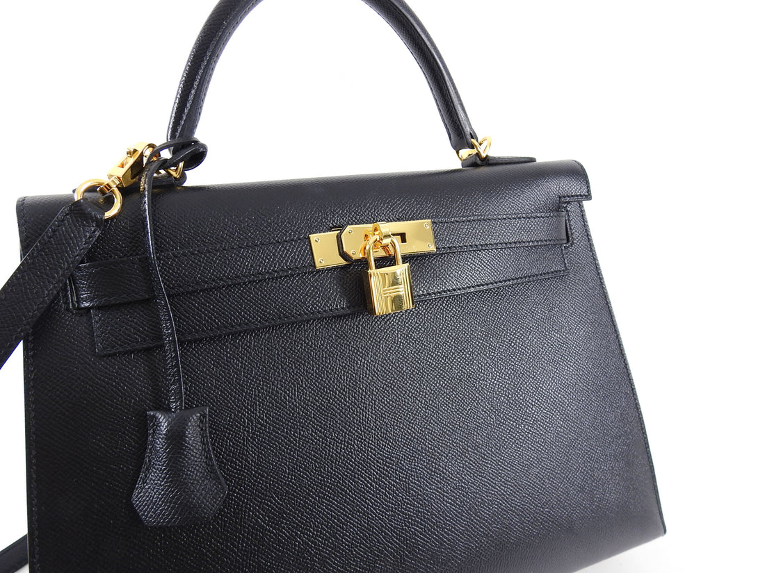 Kelly 32 leather handbag Hermès Black in Leather - 30399681