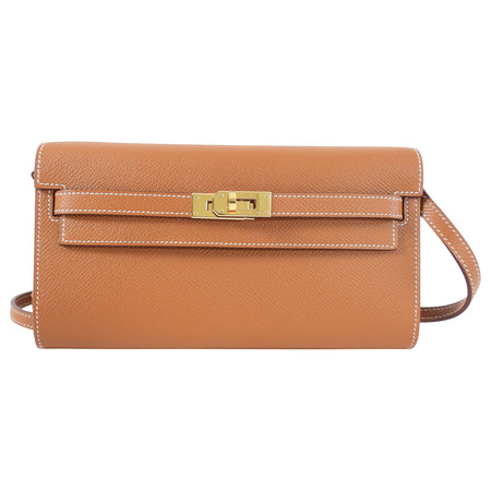 Hermes Kelly To Go Wallet in Epsom Gold GHW