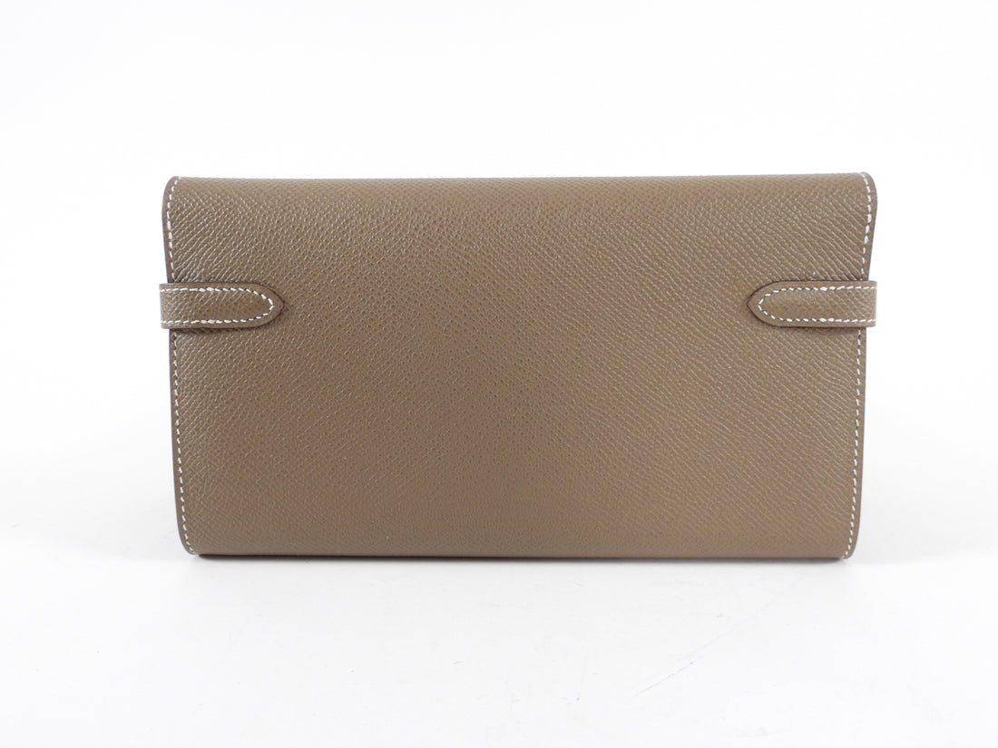 Kelly Classique To Go Wallet Etoupe Epsom Palladium Hardware New w