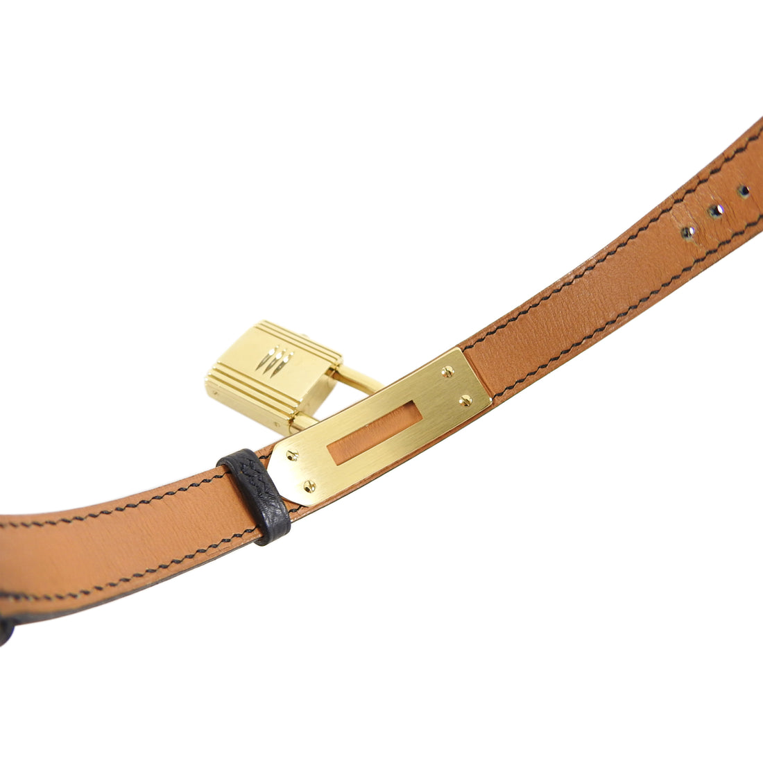 Hermes Vintage 1996 Black Epsom and Gold Kelly Watch