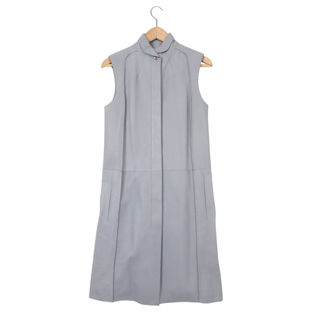 Hermes Light Blue Lambskin Leather Sleeveless Dress – FR34 / USA 2 / 4