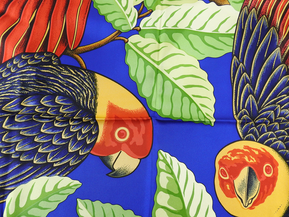 Hermes Les Perroquets Parrot 90cm Silk Twill Scarf 