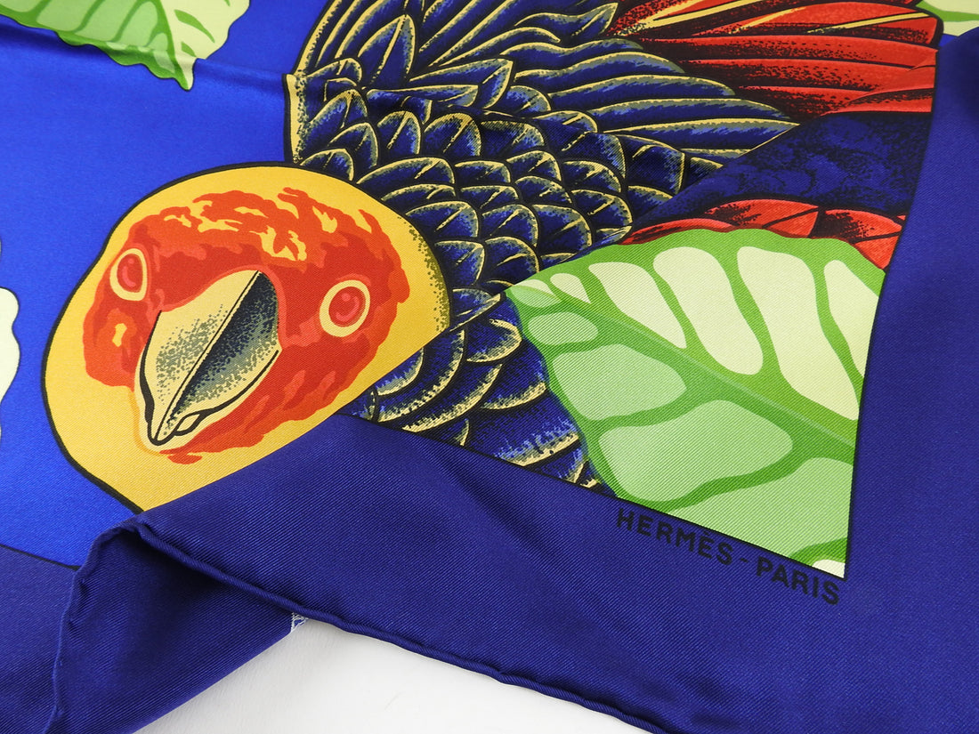 Hermes Les Perroquets Parrot 90cm Silk Twill Scarf 
