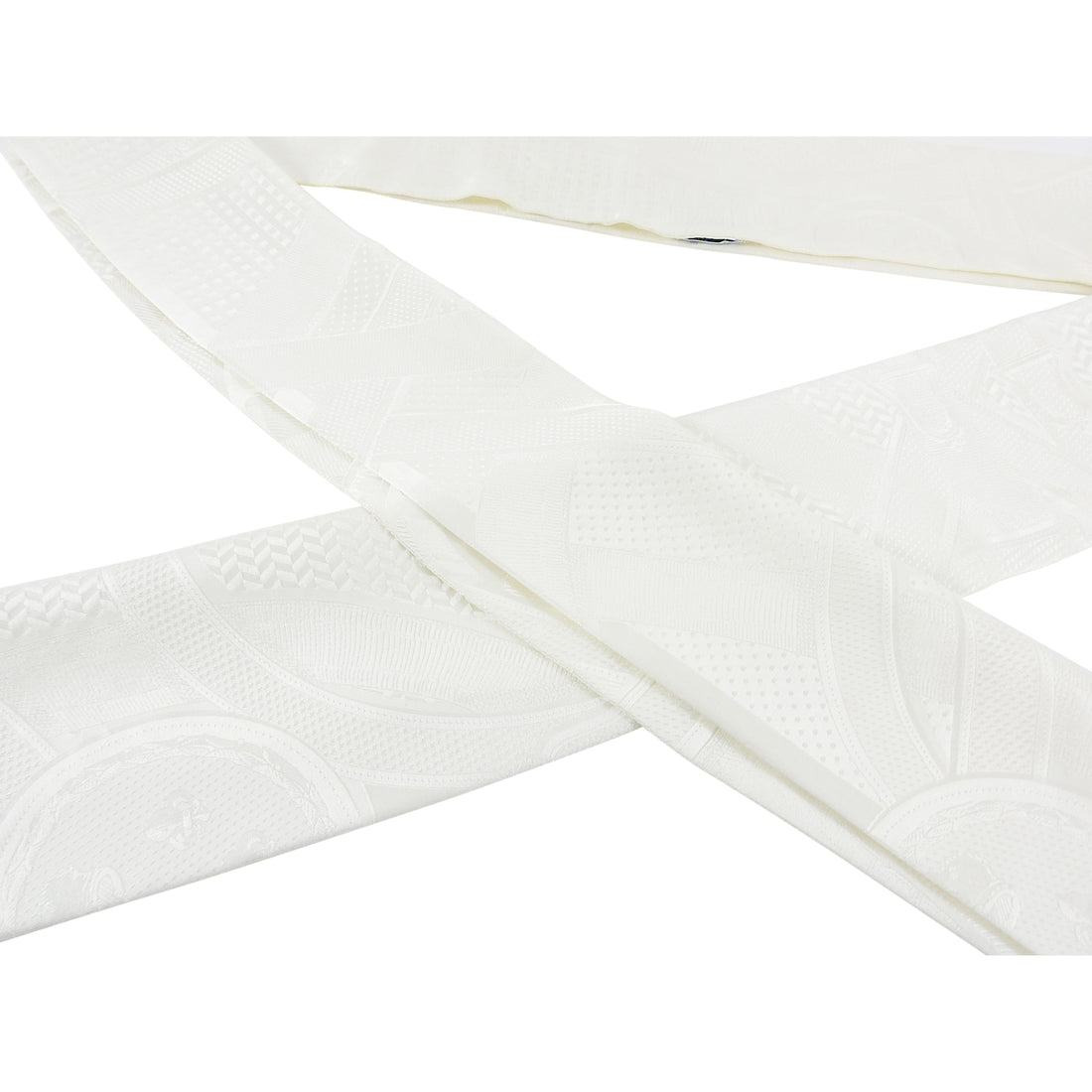 Hermes White Jacquard Silk Twill Long Maxi Twilly Scarf 