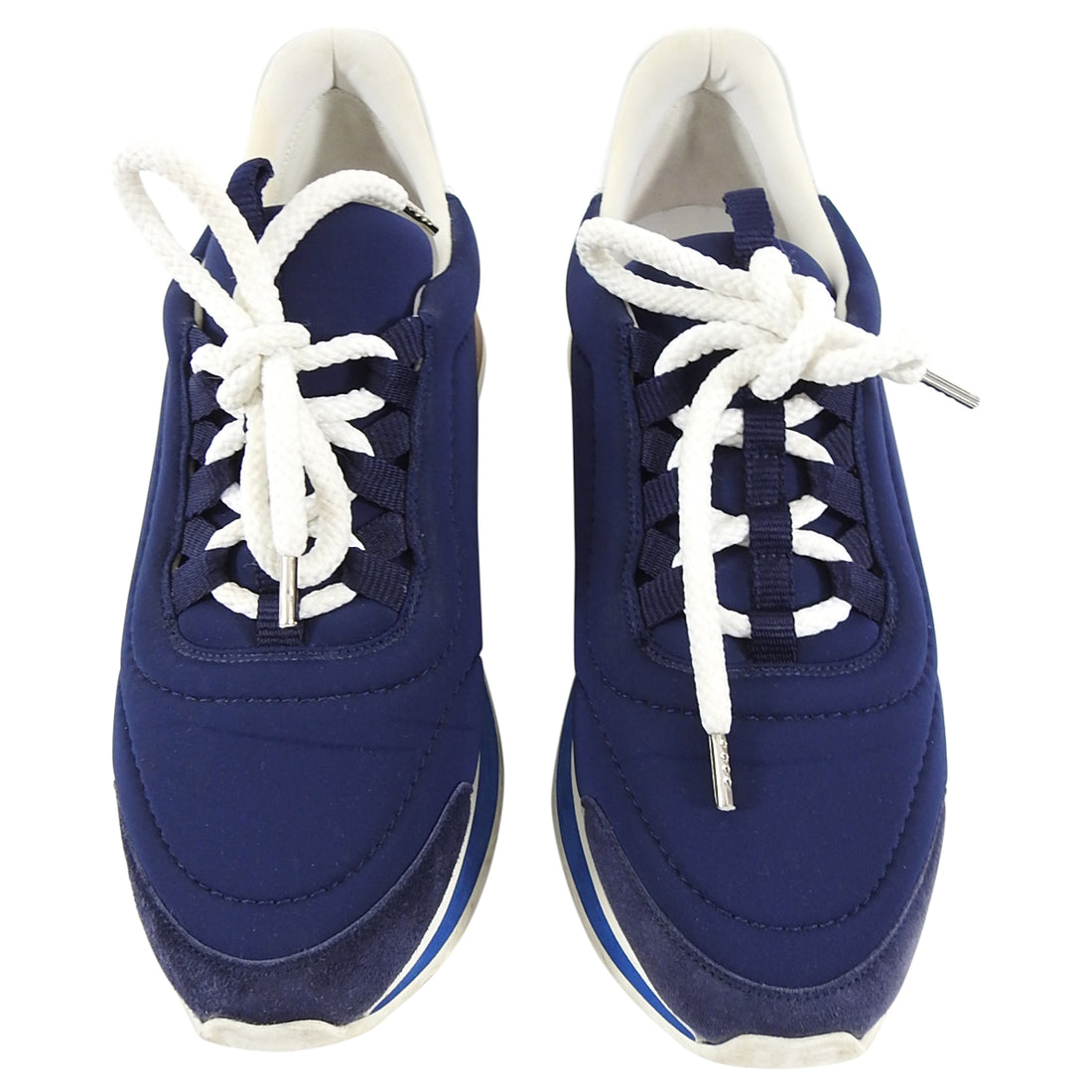 Hermes Navy White Miles Sneaker - 37 / 6.5