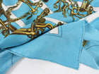 Hermes Vintage 1966 Mors & Filets Turquoise Silk Scarf
