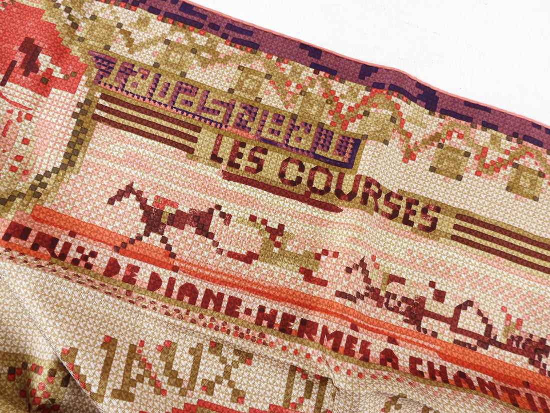 Hermes Needlepoint Les Courses 90cm Silk Scarf