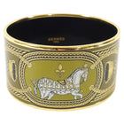 Hermes Extra Wide Printed Grand Apparat Enamel Bangle Bracelet 