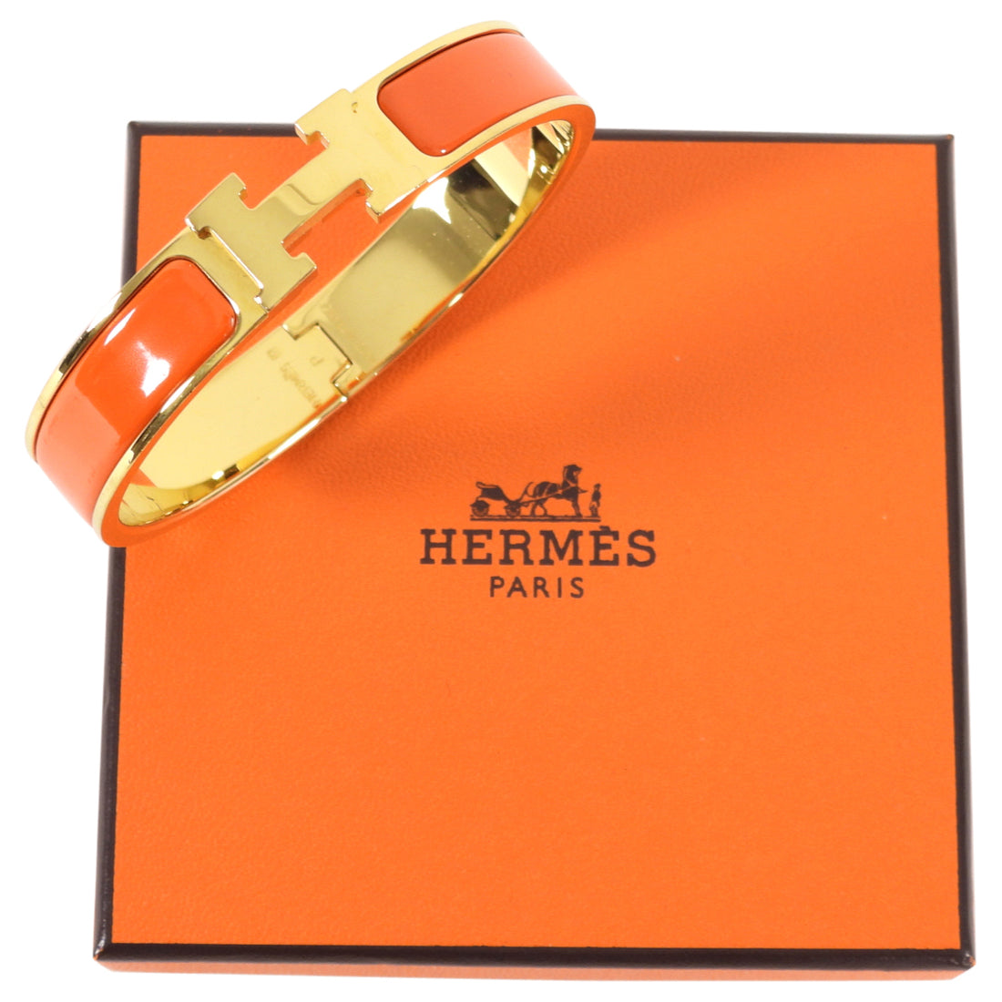Hermès Narrow Orange Clic-Clac Bracelet