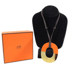 Hermes Orange Resin and Horn Isthme Pendant Necklace