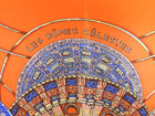 Hermes Orange and Blue Silk Les Domes Celestes 90cm Scarf