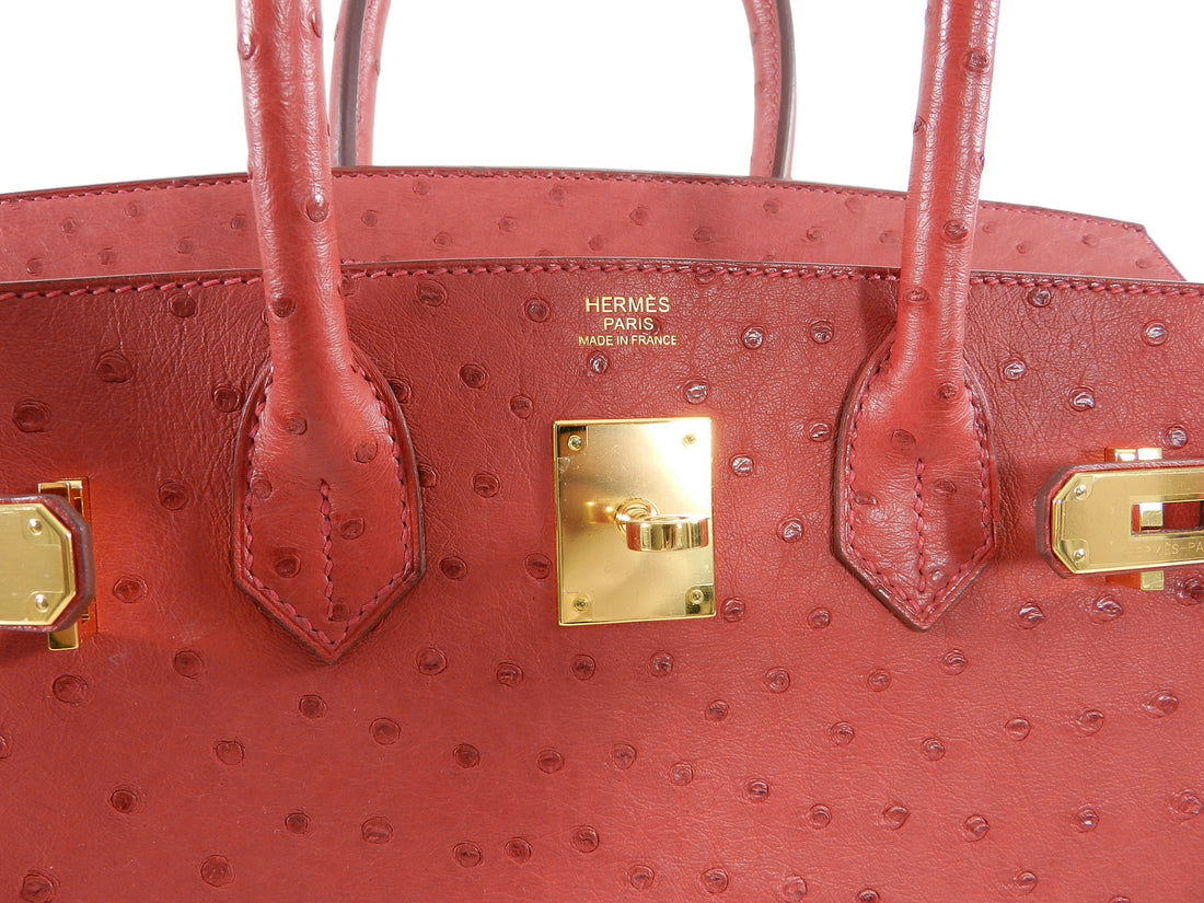 Hermès Birkin 40 Rouge Vif Ostrich with Gold Hardware