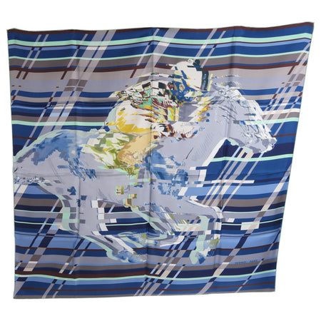 Hermes Photo Finish 90cm Silk Scarf - Blue Green White Brown