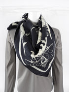 Hermes Vintage 1958 Black and White Phaeton Silk Scarf