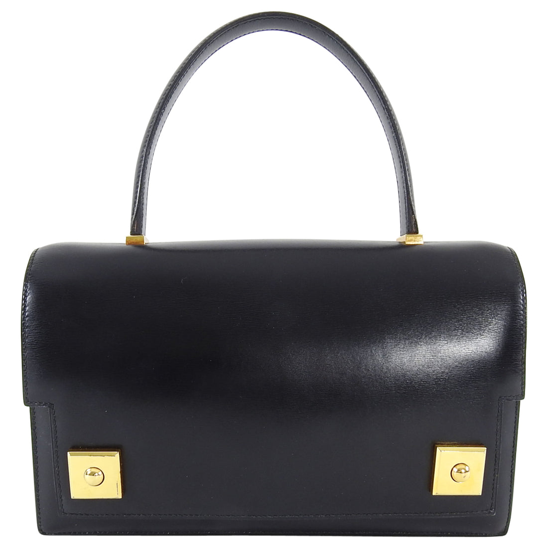 Hermes Vintage 1973 Piano Bag in Black Box Calf Leather 