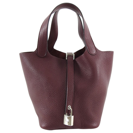 Hermes Bordeaux Clemence Picotin PM Lock Bag