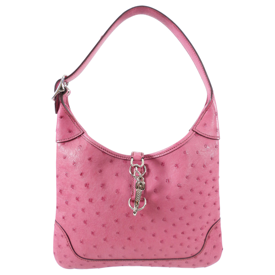 Hermes Pink Ostrich Leather Trim 23 Bag