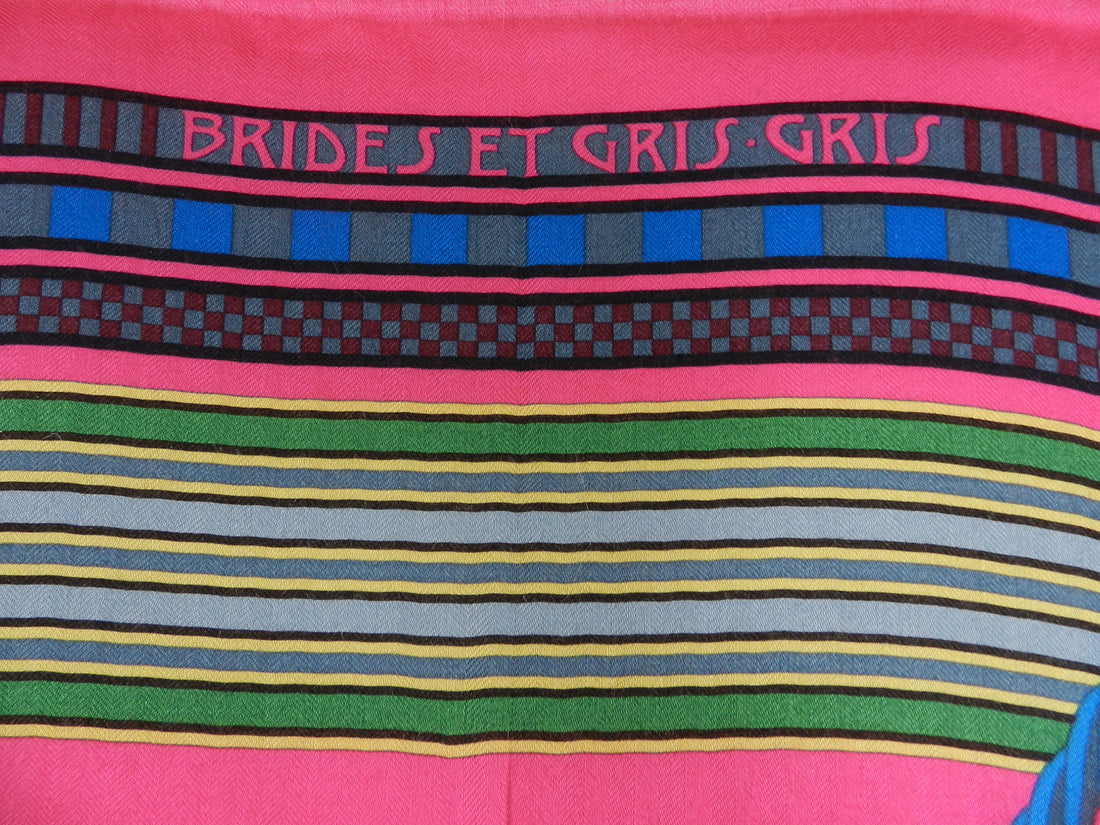 Hermes "BRIDES ET GRIS-GRIS" 140cm 100% Cashmere Silk