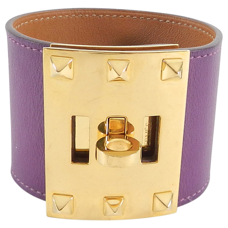 Hermes Purple Anemone Kelly Dog Extreme Cuff Bracelet 