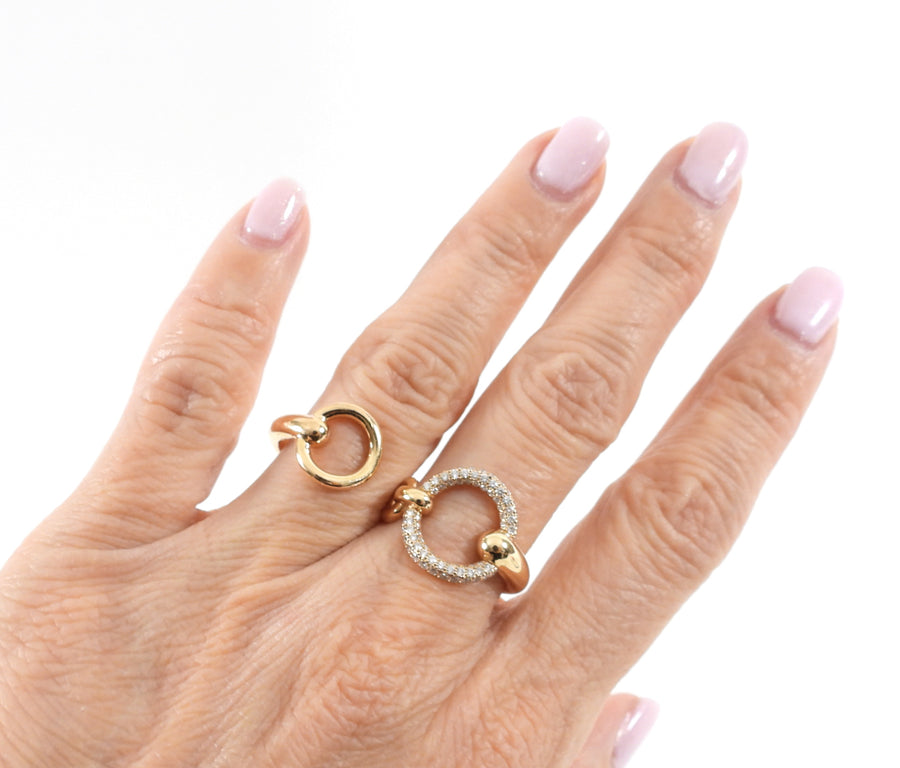Hermes Filet D’Or 18k Rose Gold Diamond Double Ring Large Size - 52 / 6