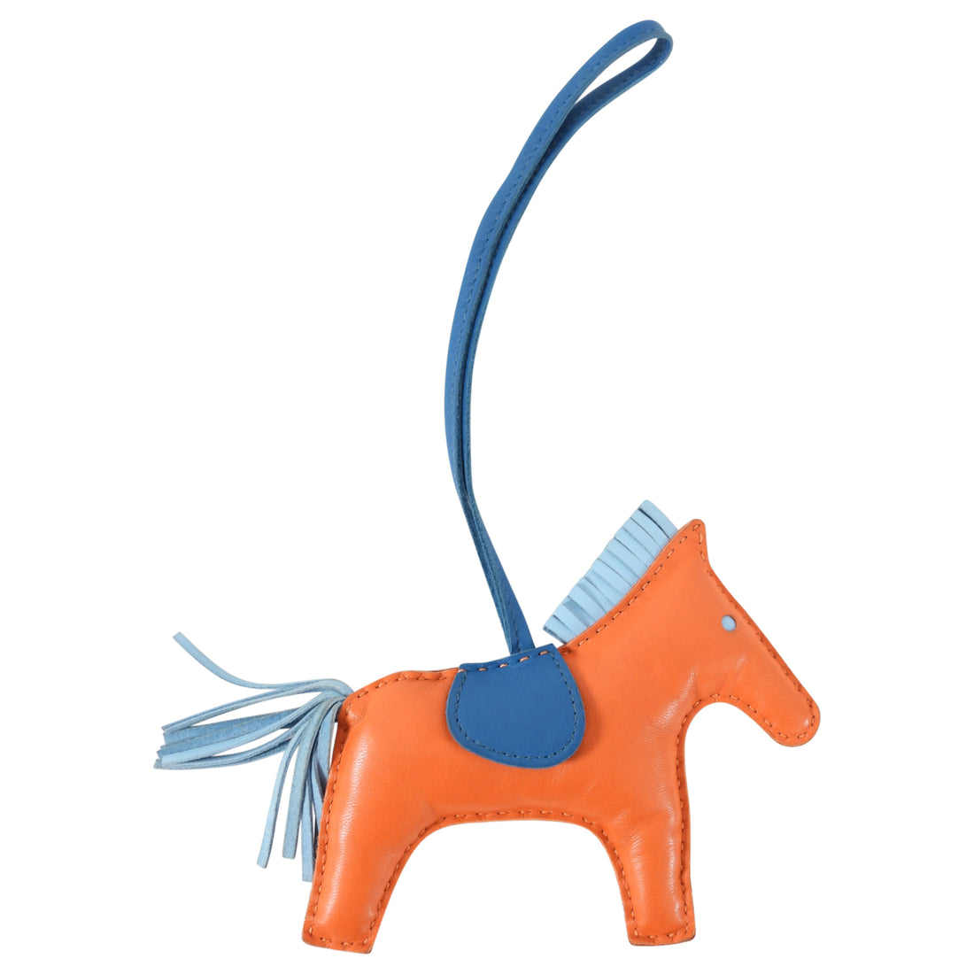 Hermes Gri Gri Rodeo MM Horse Bag charm Orange / Celeste Blue – I