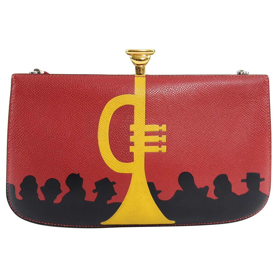 Hermes Vintage 1990 Sac a Malice Red Yellow Trumpet Silhouette Bag