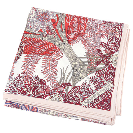 Hermes Pink and Red Silk 90cm Scarf