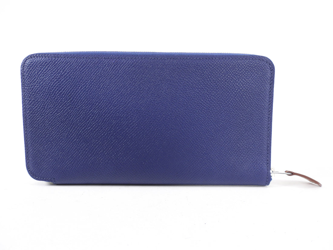 Hermes Blue Silk in Classic Long Zip Wallet 