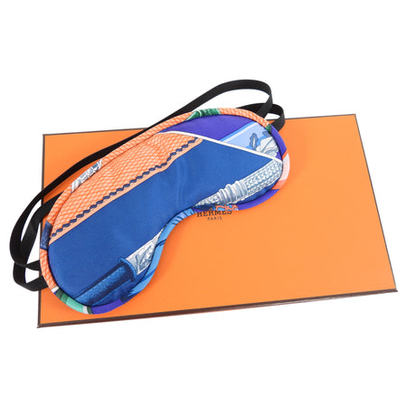Hermes Silk Multicolor Sleep Mask and Travel Pouch