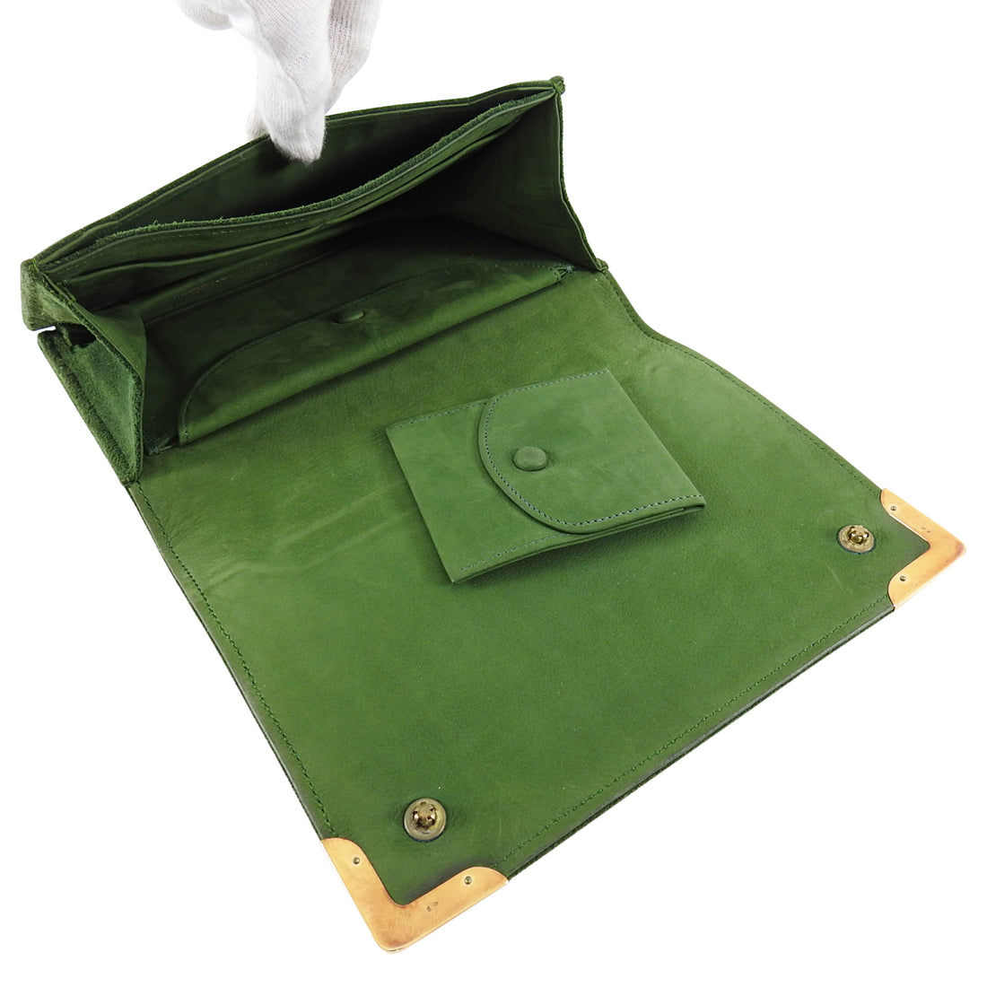 A Vintage Hermes Green Suede Shoulder Bag. Olive green s…