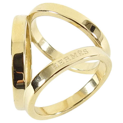 HERMES Permabrass Gold Plated Trio Scarf Ring 1260460