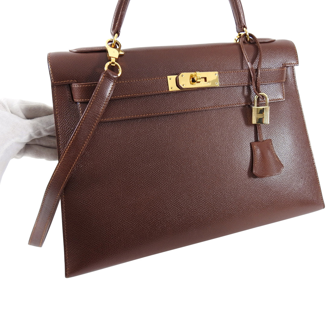 Hermes Vintage 1992 Kelly 32 Sellier Courchevel Leather GHW.  