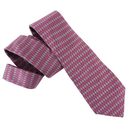 Hermes Vintage Magenta Pattern Silk Tie