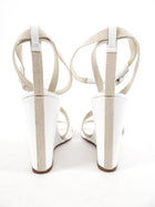 Hermes White Toile Leather Wedge Sandal - 40