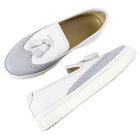 Hermes Grey and White Tassel Flat Slip on Sneakers - USA 6