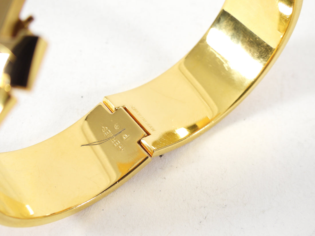Hermes Mustard Yellow and Gold Clic H Wide Bracelet