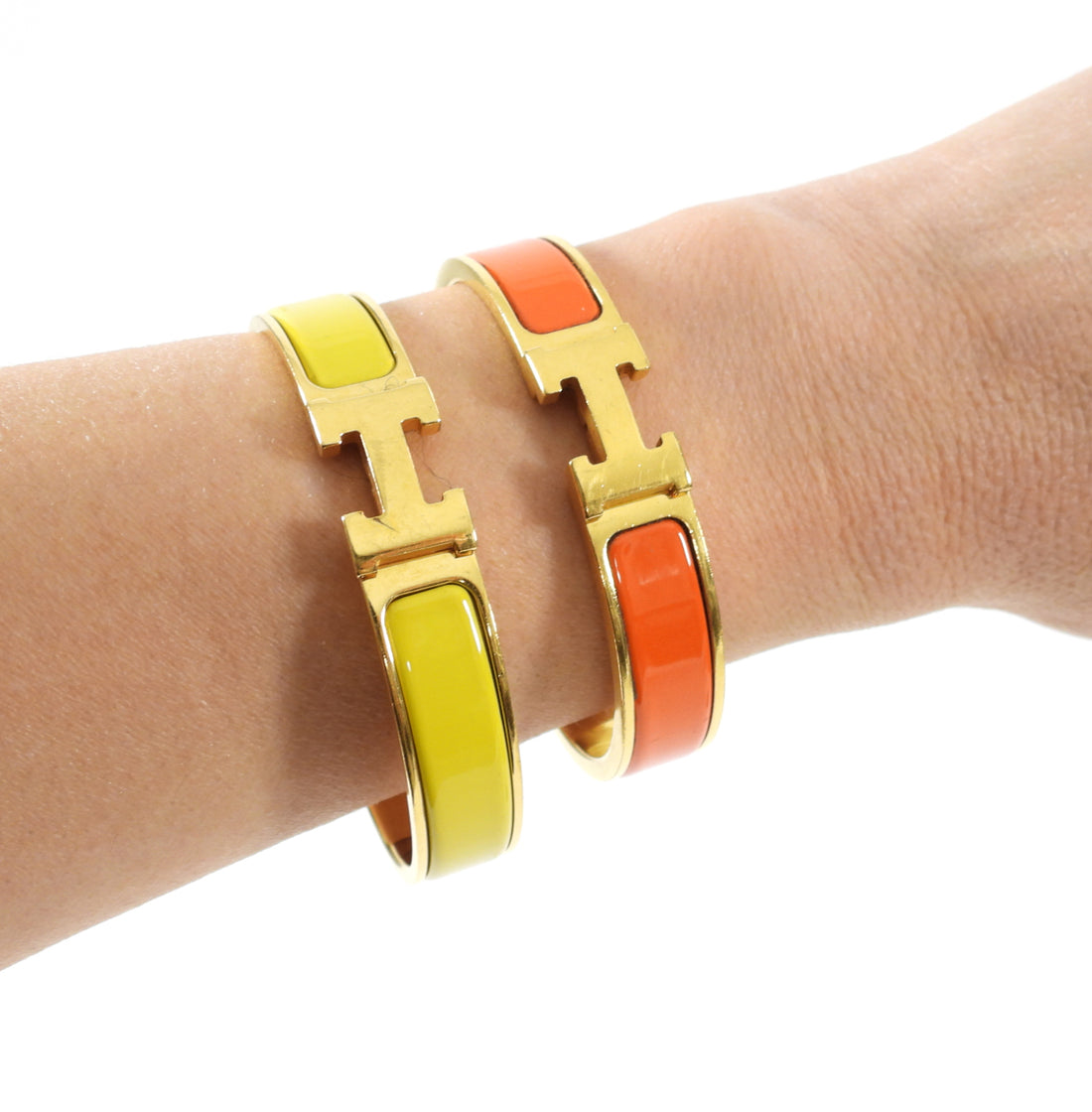 Hermes Clic H Narrow Gold and Yellow Bangle Bracelet - GM