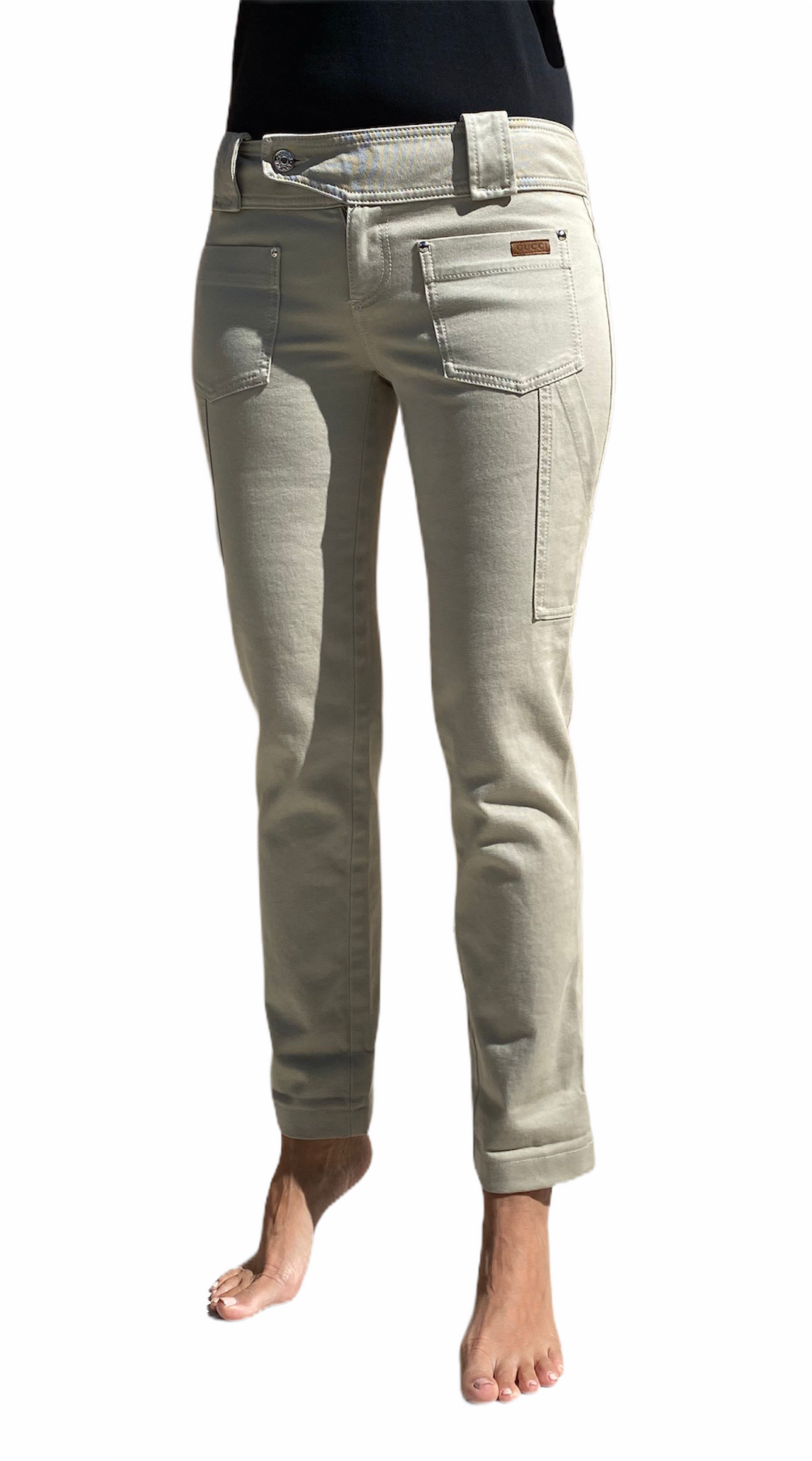 Gucci Light Beige Denim Crop Low Rise Jeans - IT40 / 4 Small