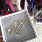 Dior Gold Wire & Pearl Long Hoop Earrings