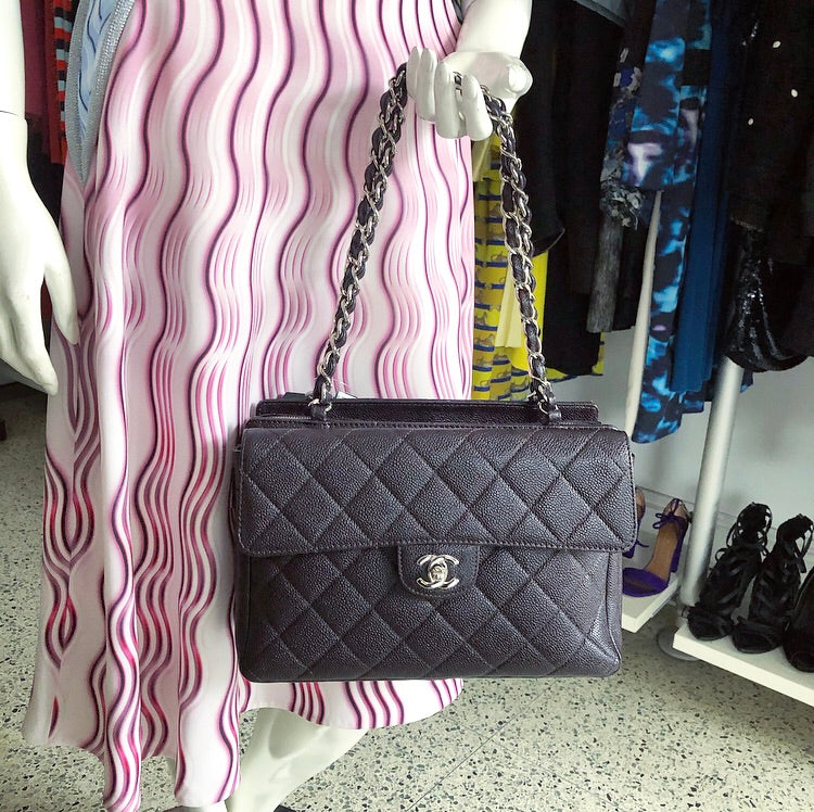 Chanel Medium Dark Purple Caviar Classic Flap Front Bag – I MISS