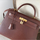 Hermes Vintage 1992 Marron Fonce Kelly 32 Sellier Courcheval Leather GHW