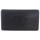 Chanel Black Caviar Timeless Bifold Yen Long Wallet