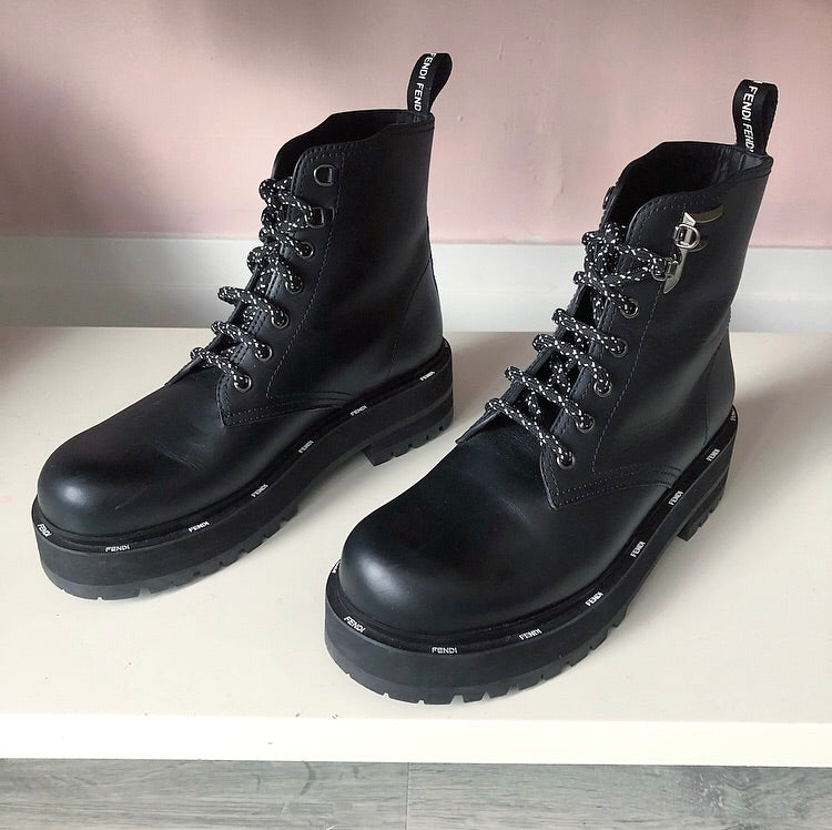 Fendi lace up store combat boots