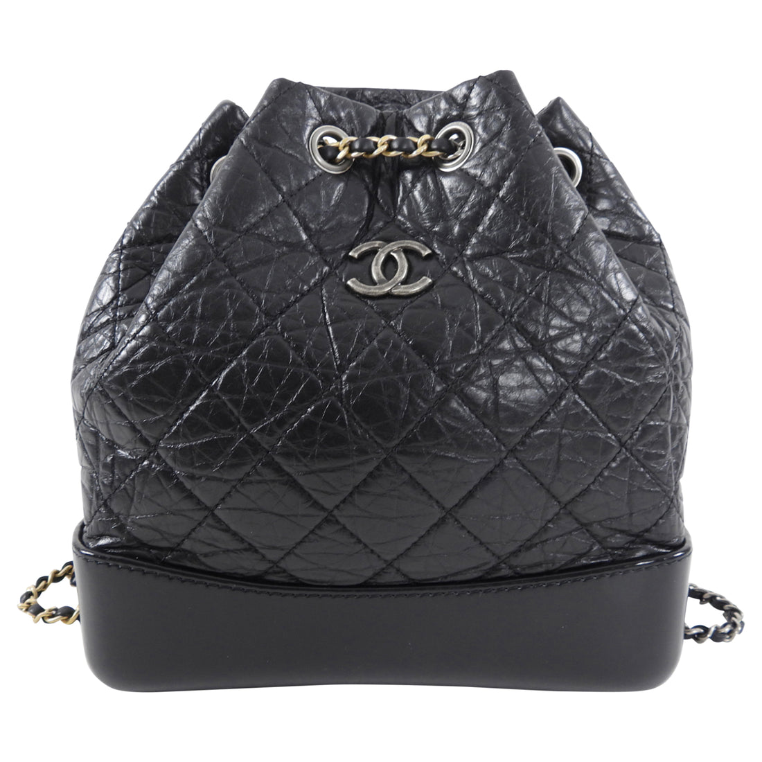 Chanel Small Black Aged Calfskin Gabrielle Backpack