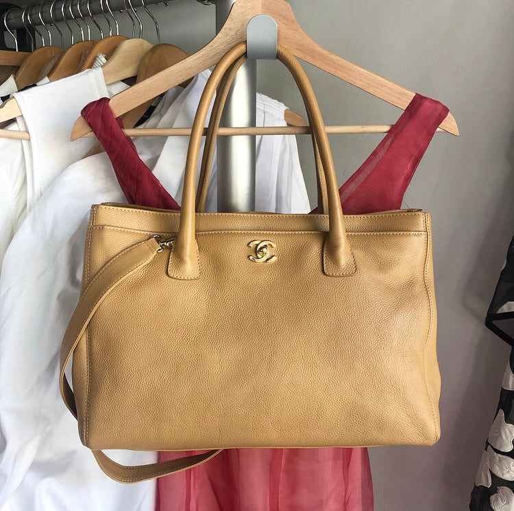 Chanel Beige Leather Executive Cerf Tote Bag