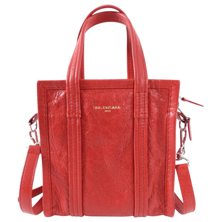 Balenciaga Red XXS Bazaar Crossbody Tote Bag