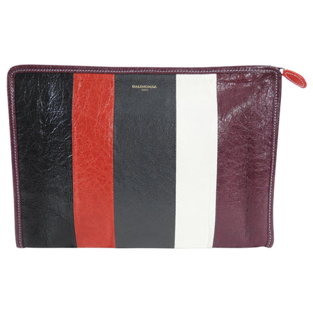 Balenciaga Bazaar Burgundy Stripe Clutch Bag