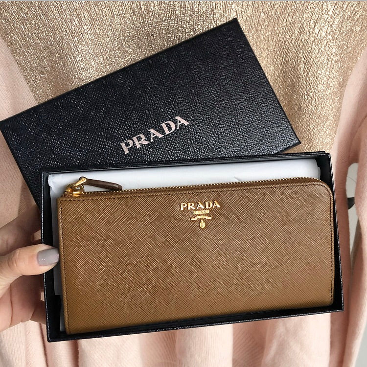 PRADA Cannella Brown Saffiano Leather Wallet-on-Chain WOC at 1stDibs
